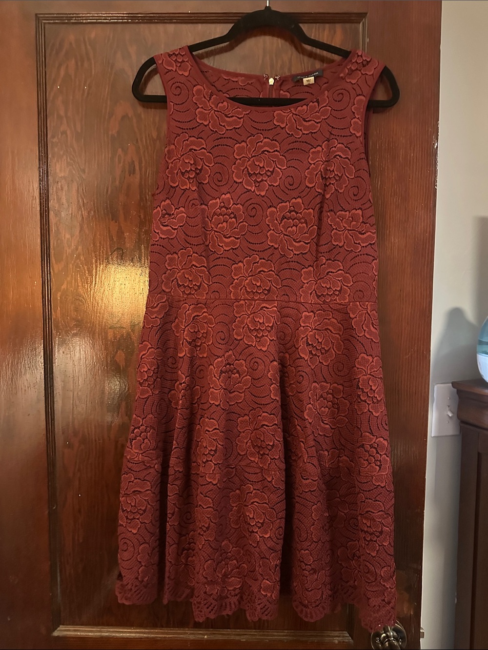 Tommy Hilfiger Burgundy Floral Lace Fit & Flare Mini Dress